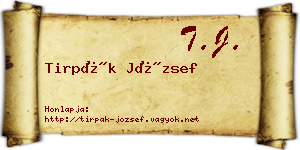 Tirpák József névjegykártya